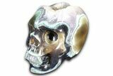 Realistic Polished Banded Agate Skull with Quartz Crystal Pocket #378649-2